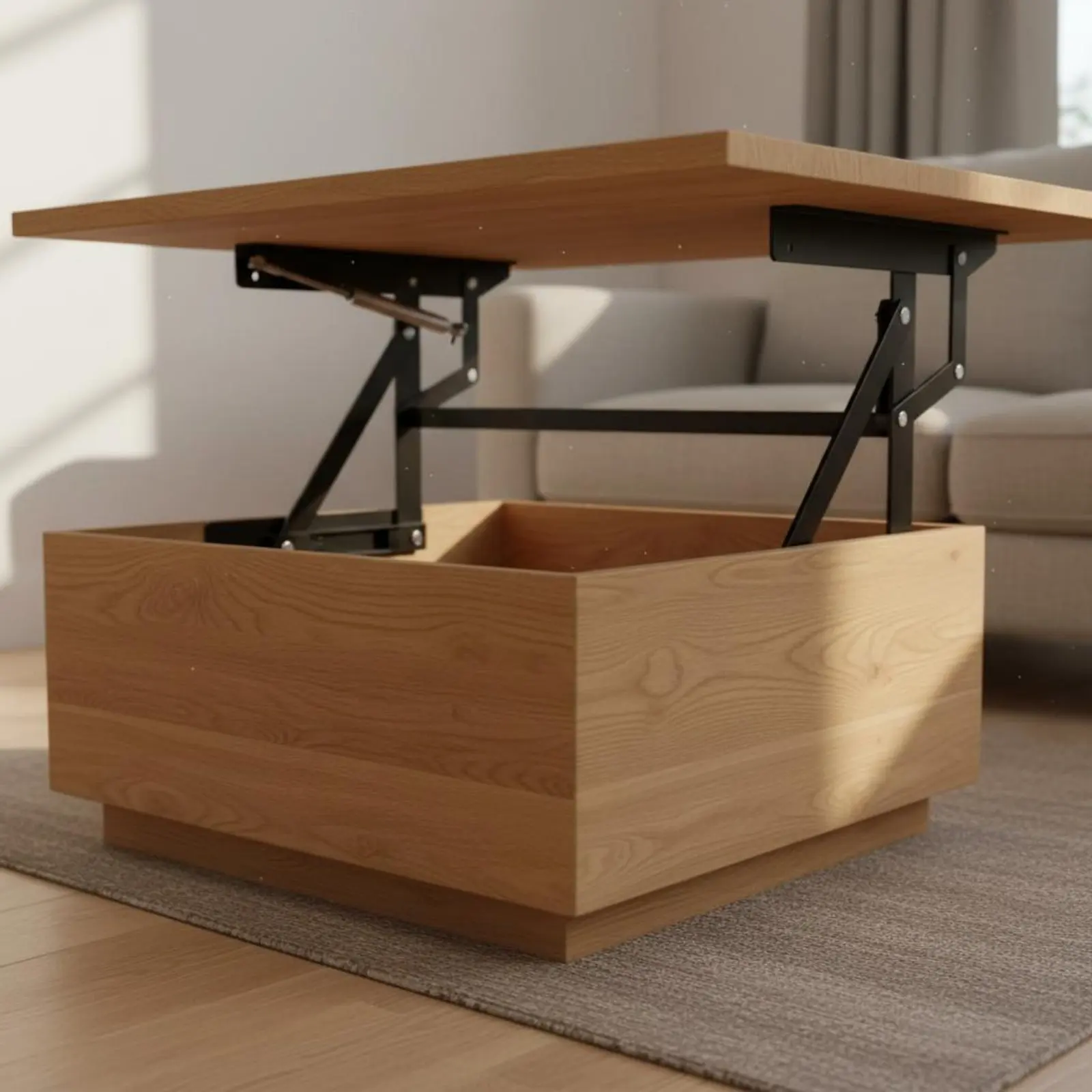 Coffee Table Elevate Mechanism Space Saving Coffee Table Elevate Top Mechanism Gas Hydraulic Hinge Quiet Function Resistant