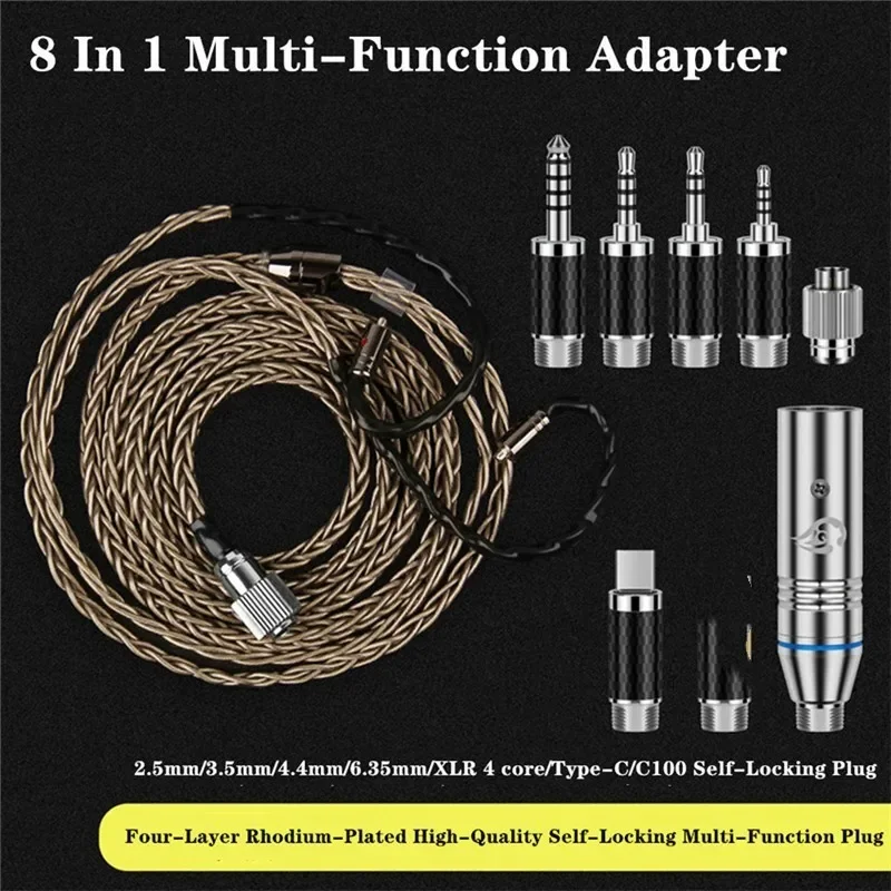 Headphone Audio Adapter USB C XLR 2.5 3.5 4.4 6.35mm Jack Plug 7 In 1 Multi-Function For HiFi Cable Self-Locking Connector