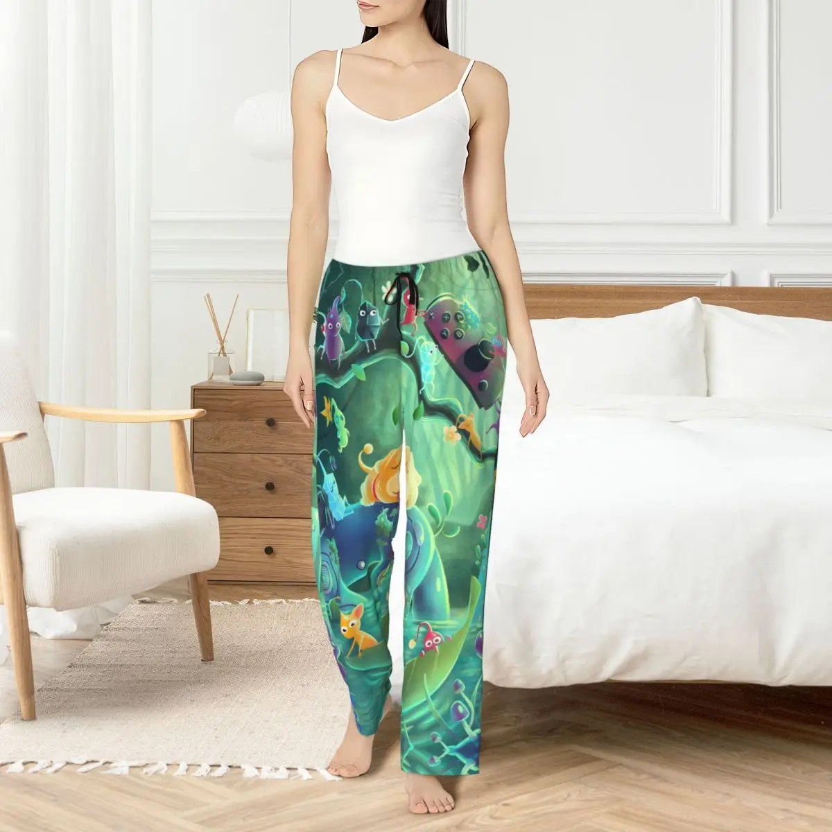

Custom Print P-Pikmins Pajama Pants Women's Cute Anime Sleep Sleepwear Bottoms with Pockets