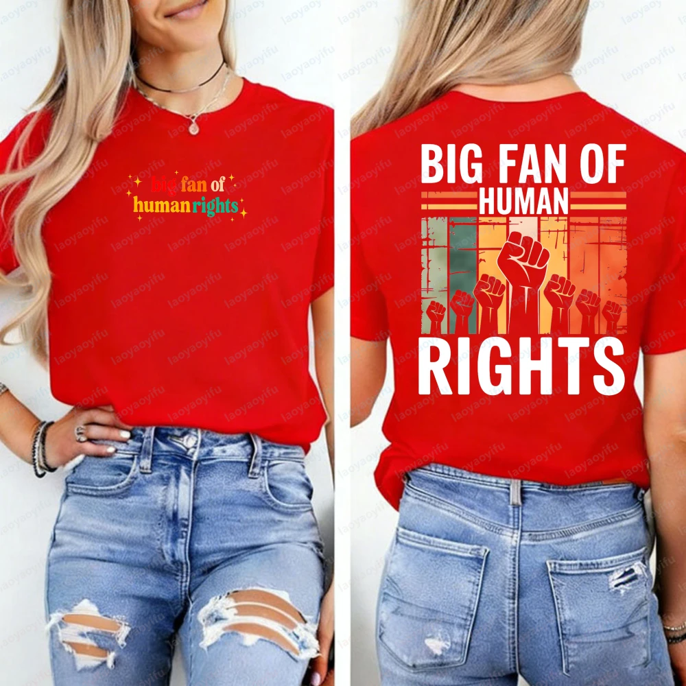 Human Rights Activist Cotton T-Shirt Equality Protest Retro Graphic Tee Y2k Top Harajuku Women Clothing Graphic T Shirts Tops