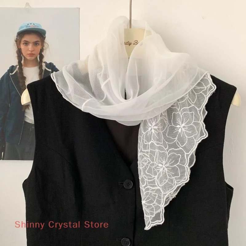 

Summer Lace Bandana Scarf Korean Style Triangle Neckerchief Boho Waist Belt For Girls Countryside Photo Accessories M5S5