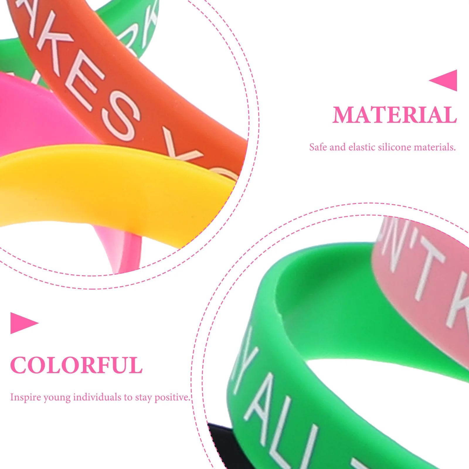 

100Pcs Motivational Quote Silicone Bracelets Unisex Colored Wristbands Teen Inspirational Elastic Wrist Straps