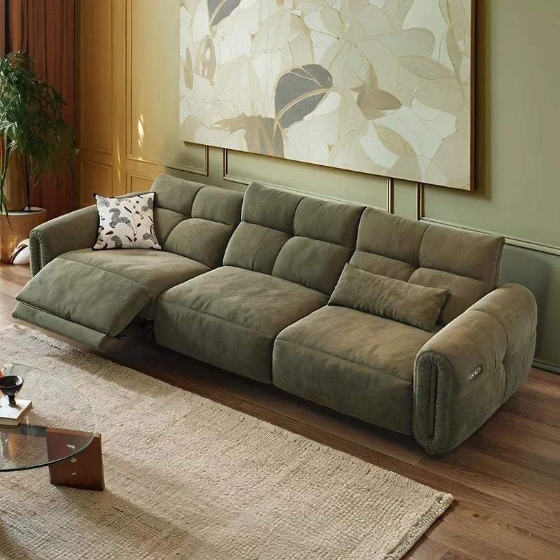 Beige Velvet Electric Recliner Sofa Design Italian Retractable Electric Recliner Sofa Sectional Relax Divano Furniture For Home