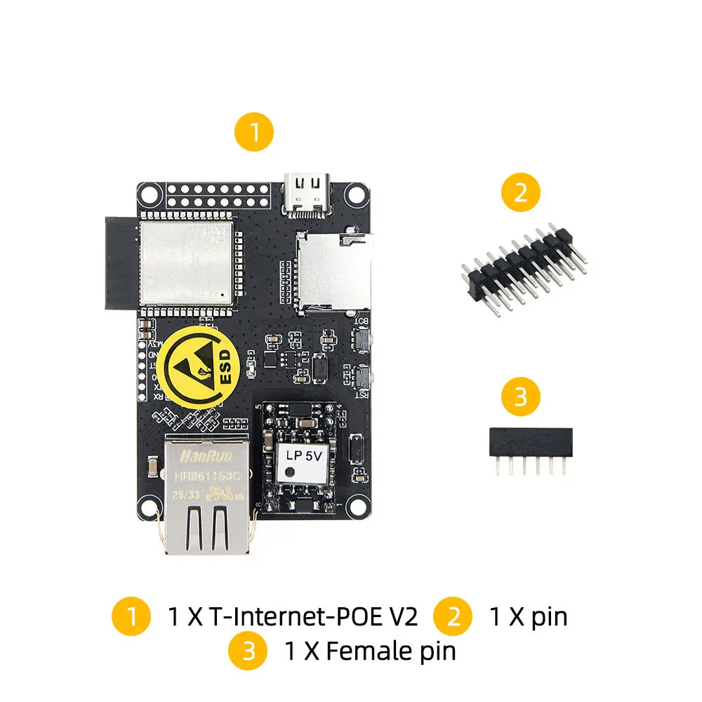 LILYGO T-Internet-POE ESP32 LAN8720 Ethernet adapter with TF card
