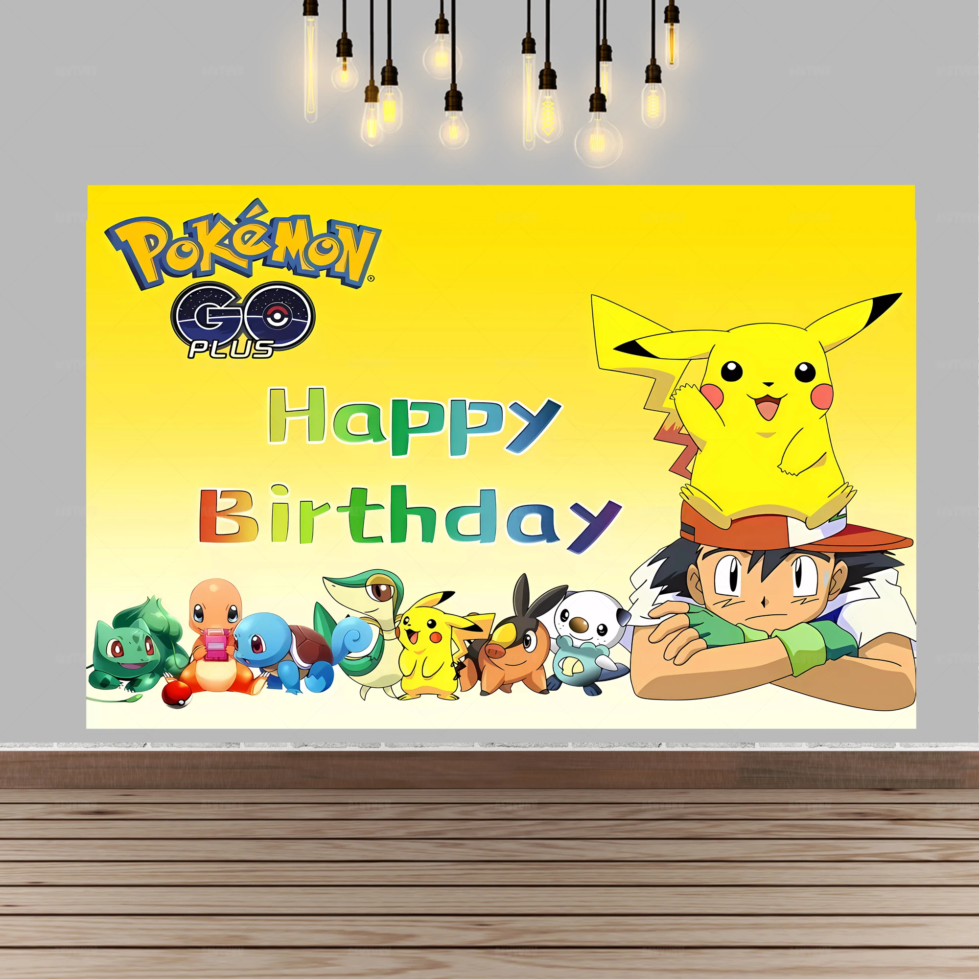 Pokemon Party Background Decoration Pikachu Bulbasaur Squirtle Theme Birthday Background Children Boy Baby Shower Anime Banner