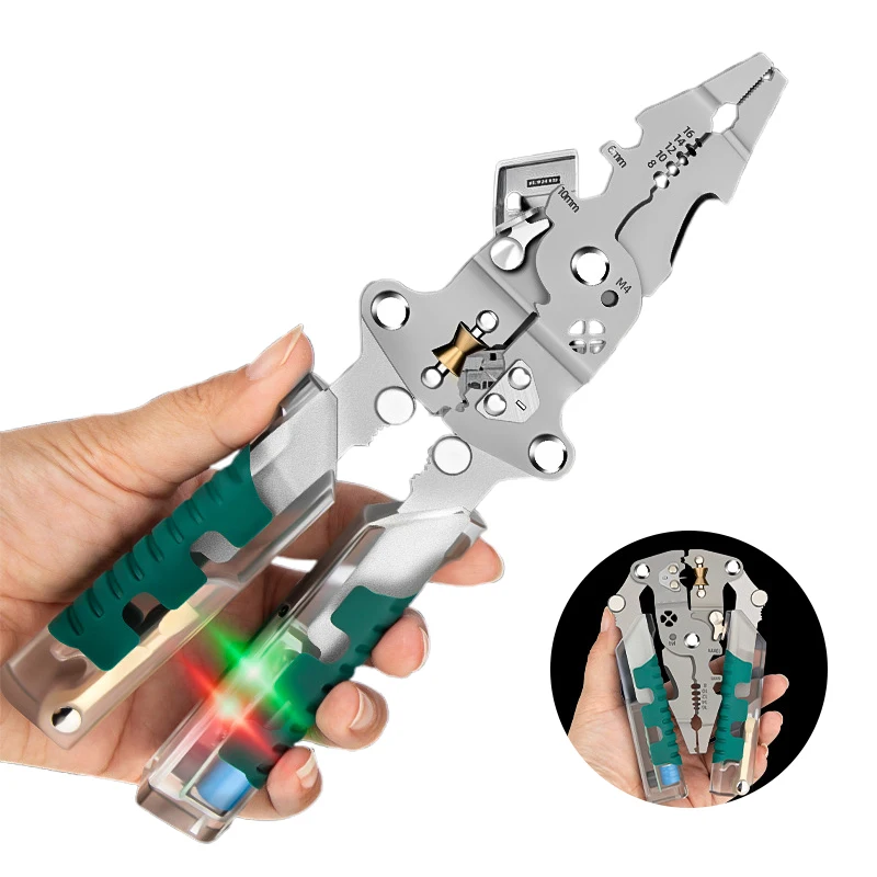 

Многофункциональный инструмент для зачистки проводов 8 в 1 с тестером напряжения, складные электрические плоскогубцы для набора режущих инструментов для обустройства дома