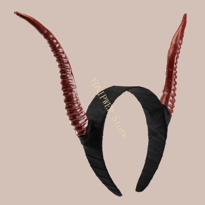 Kostium Halloween Realistyczna opaska na głowę diabelskiego rogu maskarady fryzjer D08E