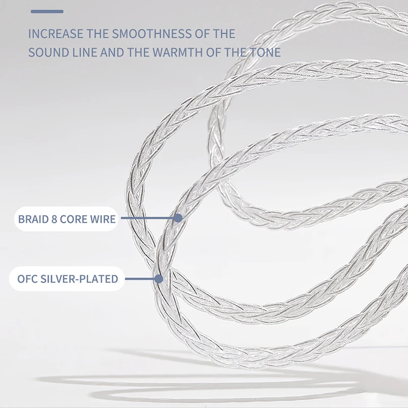 JCALLY جديد JC08S 8 أسهم 2Pin 0.78 مللي متر QDC KZ C دبوس مع ميكروفون سماعة ترقية كابل ل KZ EDX PRO الخروع CCA TRN