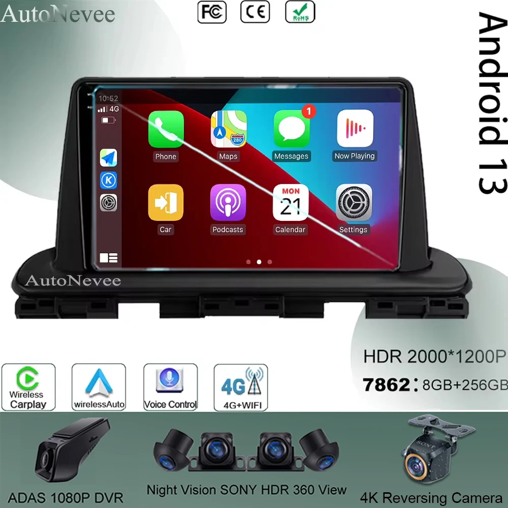 

No 2Din DVD 7862 QLED For Kia Cerato 4 IV 2018 2019 2020 2021 Android Stereo Touch Multimedia GPS Bluetooth Carplay Screen