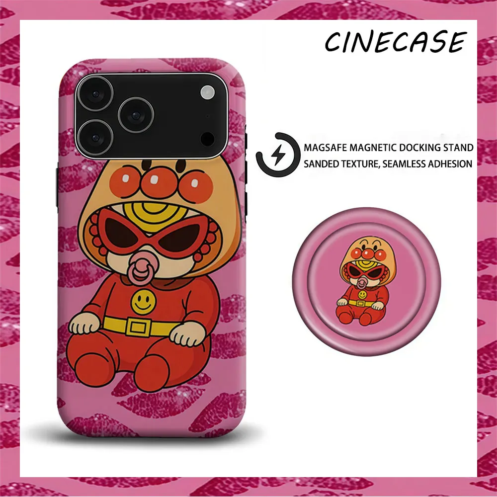 Funda Mate 2 en 1 Baby Anpan Man para MagSafe con PopSocket Grip Bumper a juego para iPhone 17 16 15 14 13 Pro Max