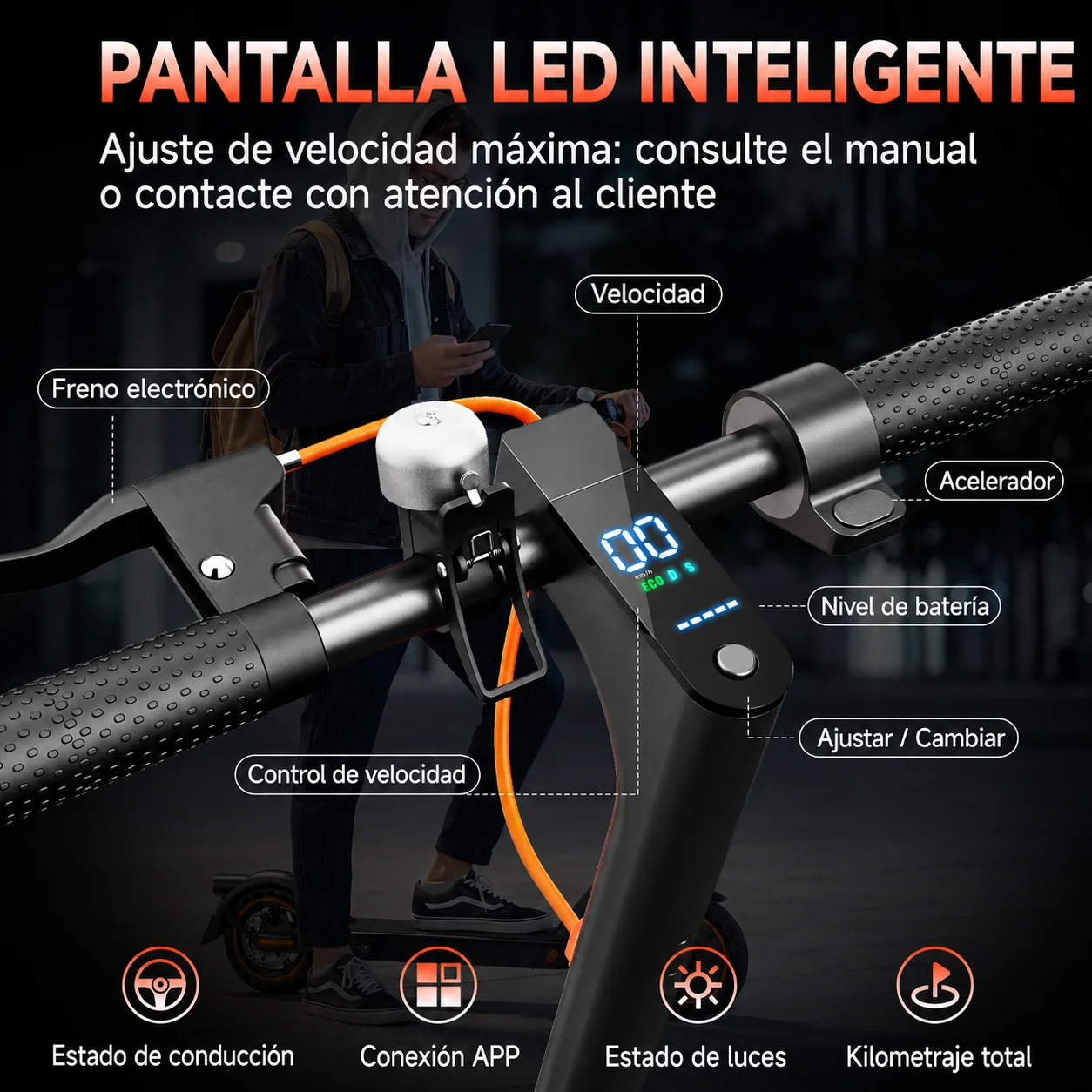 TODIMART T3S T6S Patinete Eléctrico para Adultos Plegable Ligero Urbano Batería 36V 7.8Ah Autonomía 20-30KM Neumáticos Macizos de Panal 8.5 Pulgadas Control APP Doble Freno Carga 120KG
