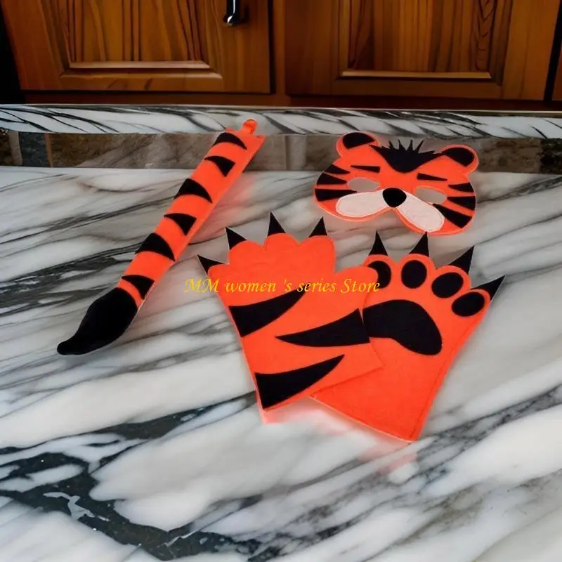 Q39c Kid Halloween Costume per animali con maschera animale coda animale e guanto per il cosplay