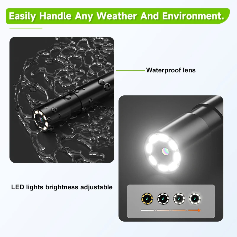 2.8'' Hand-held Industrial Endoscope 8mm 1080P Camera 2-100 Meters Rigid Cable IP67 Borescope Inspection Camera for Piping view 5
