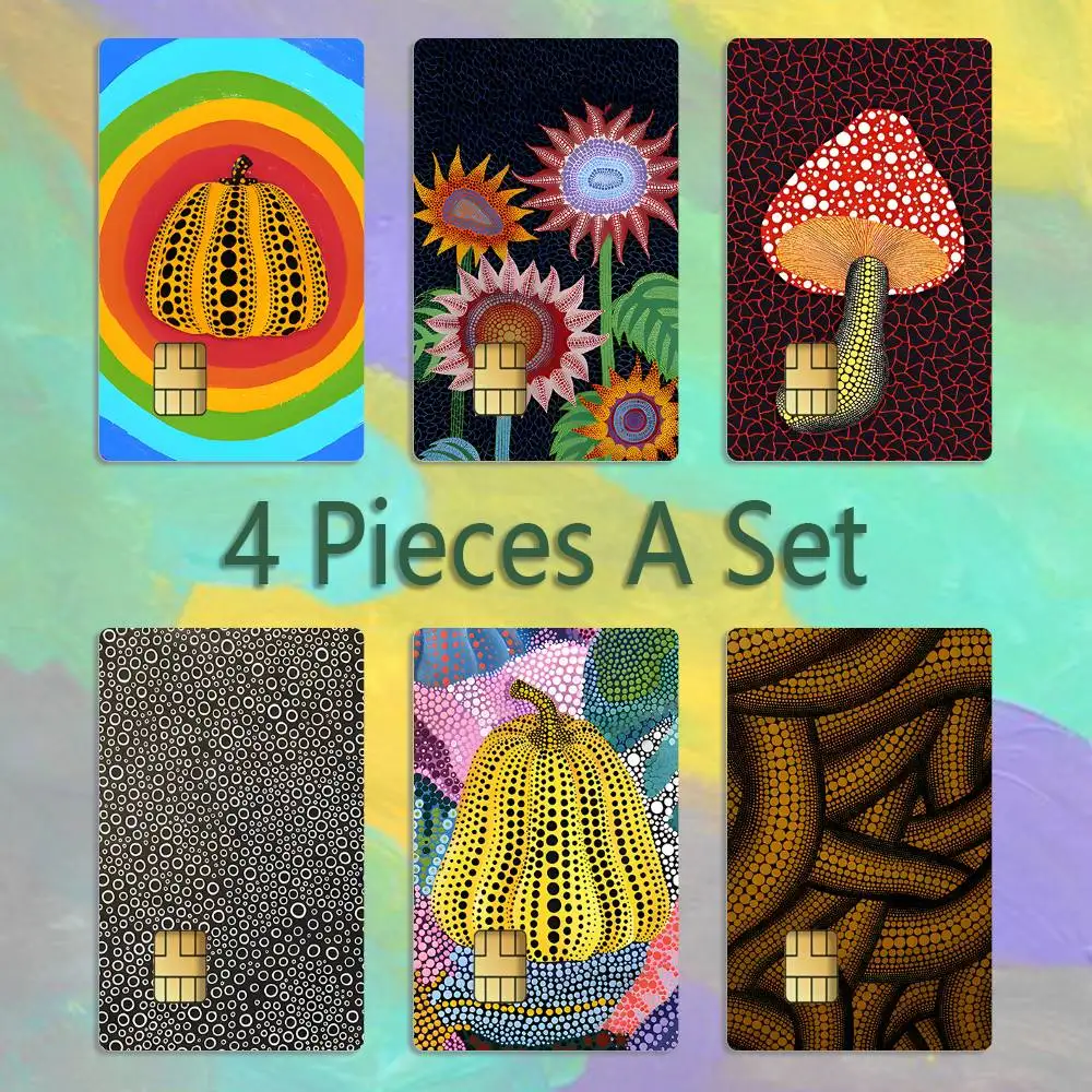 

Art Y-YAYOI KUSAMA Credit Card 4PCS Anti-scratch Waterproof Stickers for Bank Debit Decorative Protection
