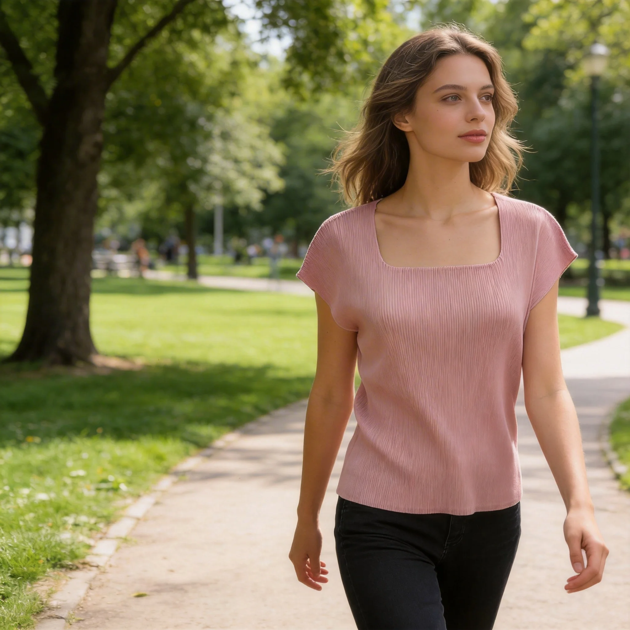 

Женская плиссированная футболка Miyake, новинка лета 2026, с коротким рукавом, квадратным вырезом, свободного кроя, больших размеров, тонкая, из эластичного полиэстера, легкая