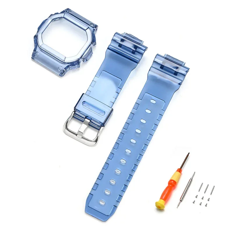 TPU Watch band with watch case &Tools Kit For Casi-o GW-M5610 GW-S5600 GWX-5600 G-5600E Watch Straps Repair Accessories Replace