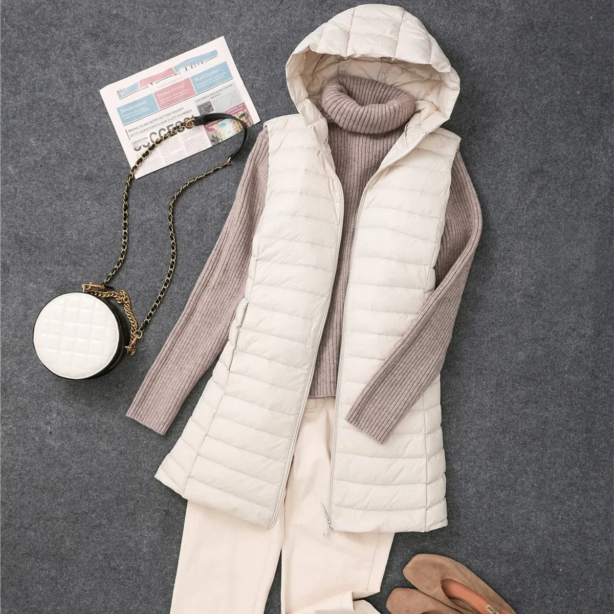 Doudoune longue à capuche pour femme, manteau en duvet blanc, veste en émail, femme, automne, hiver, nouveau, 90%