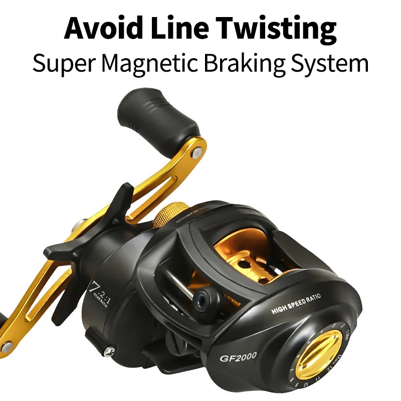 

GENHIKE Carbon Fiber Baitcasting Reel 18LB Drag System 7.2:1 High Gear Ratio with Magnetic Brake for Bass Salmon Fishing