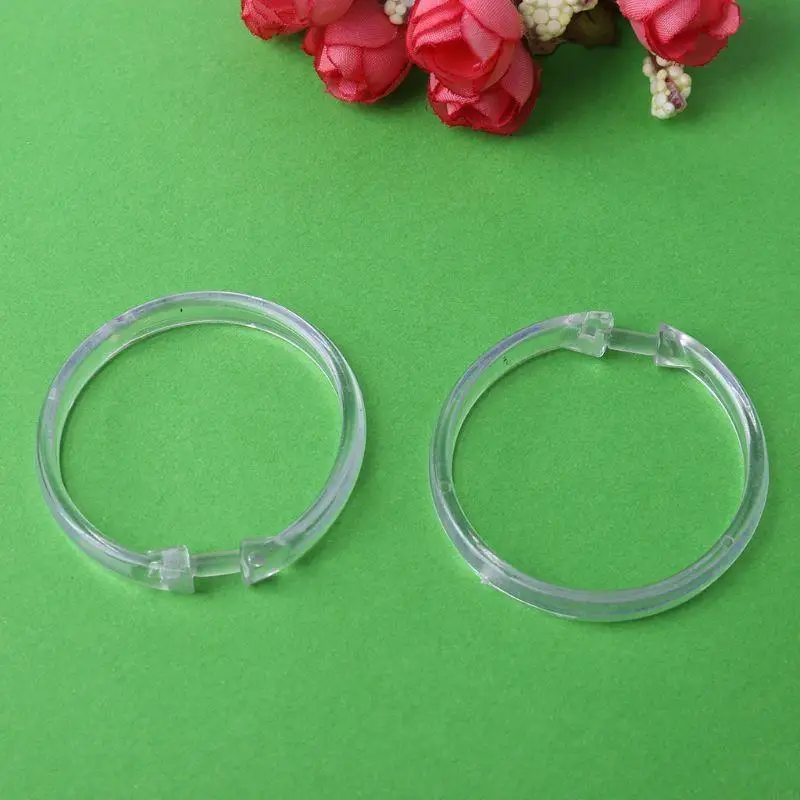 L43A 12 Pieces Clear Plastic Curtain Rings Set Slides Easily Bathroom Accessories
