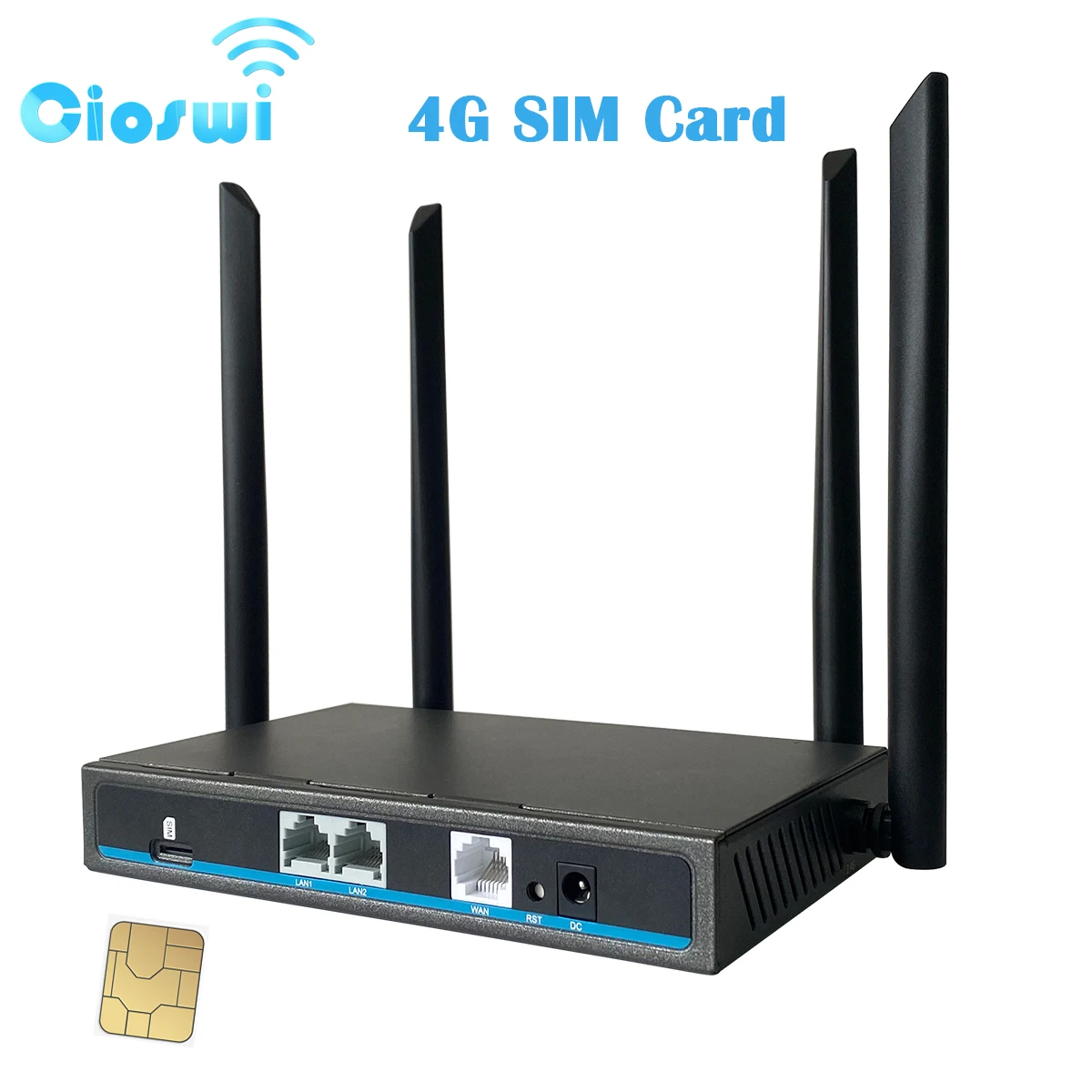 Cioswi-enrutador SIM 4G de 300Mbps, WIFI dentro de LTE, módem 2 x LAN WAN Openwrt Firmware, Roteador Wi-Fi 2,4G, antena 4G, Wi-Fi 802.11b