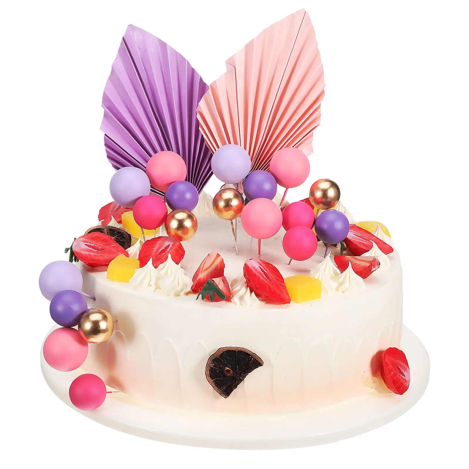 

27 Pcs Cake Decoration Purple Balls Toppers Party Wedding Decor Birthday Celebrations Vibrant Colors Strong Materials Reusable