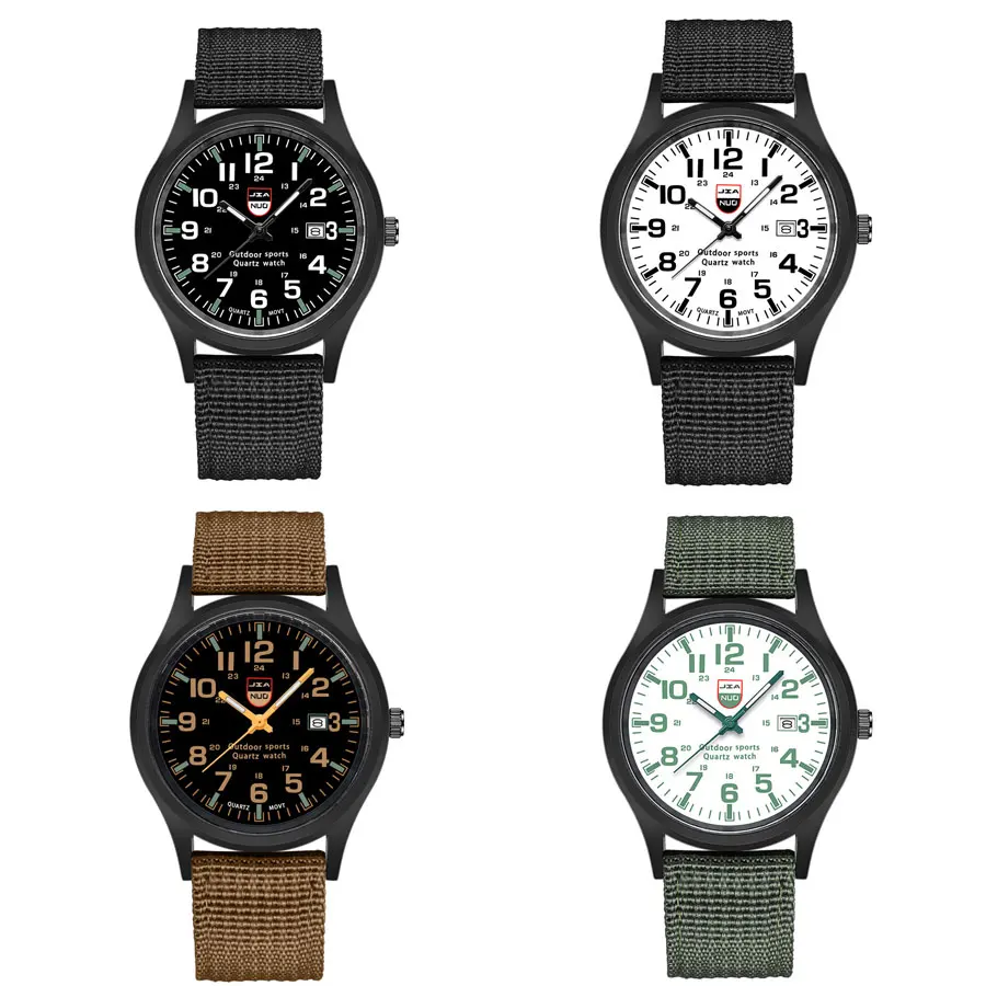 

Fashionable and trendy military style sports canvas strap men's watch, men's wristwatch strap calendar quartz watch