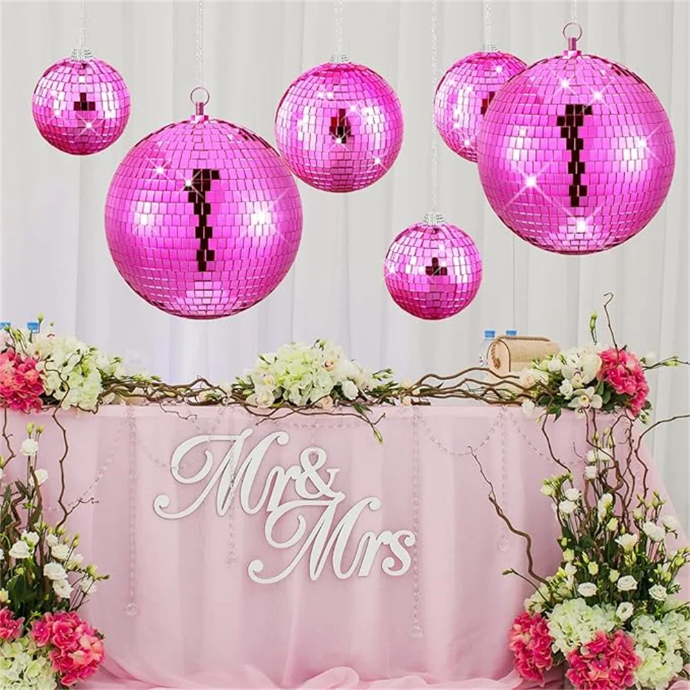 10-20cm 핑크 반사 거울 공, 레이저 공, 디스코 공, 발렌타인 데이, 크리스마스, 다양한 휴일 장식 팩