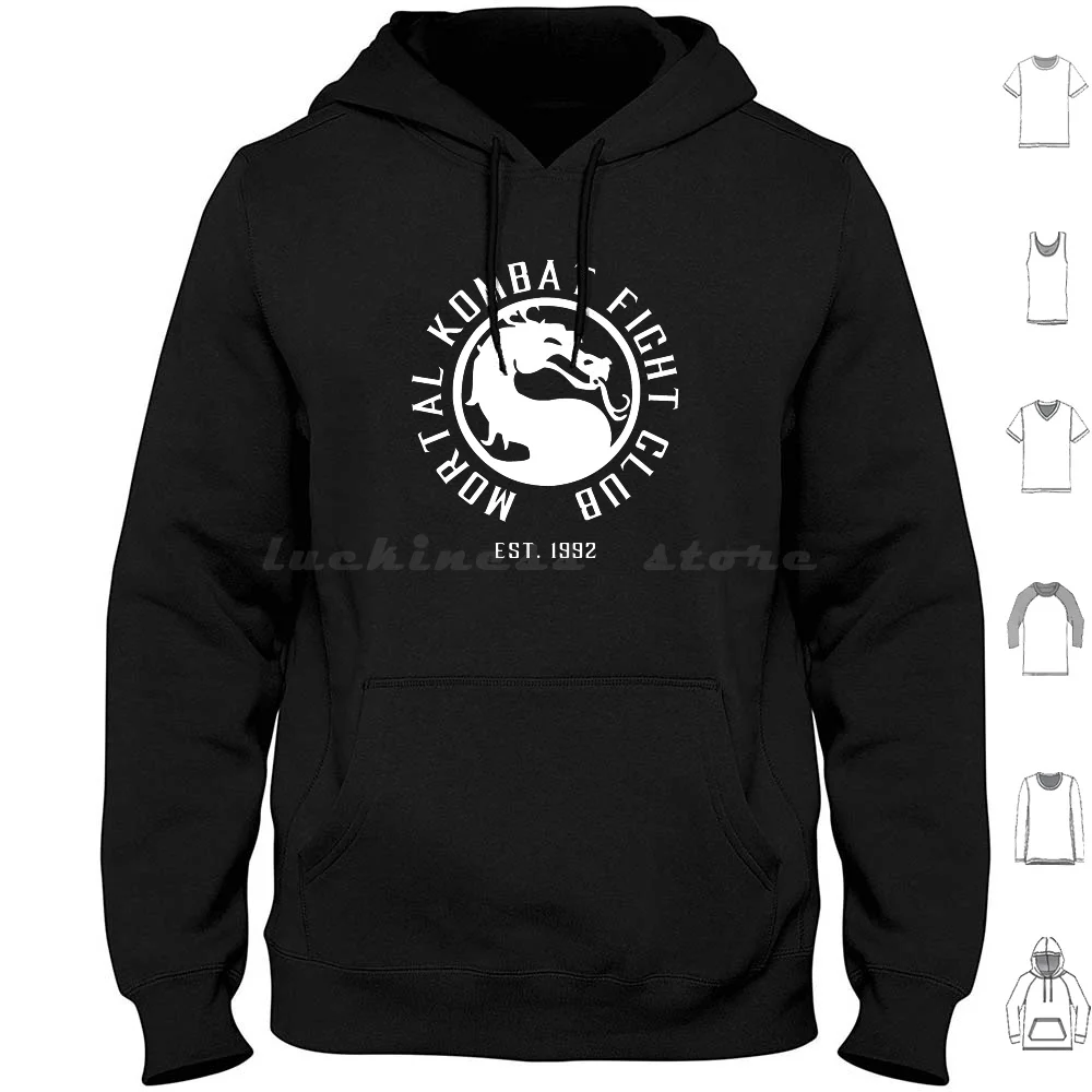 Mortal Kombat Fight Club Mortal Kombat 11 Clean White Logo Hoodies Long Sleeve Mortal Kombat Mortal Kombat 11