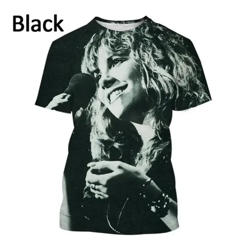 Fashion Women Clothing New Rock Female Singer Stevie Nicks 3D Print T-shirt Personality Hip Hop Street Unisex Oversized T Shirt