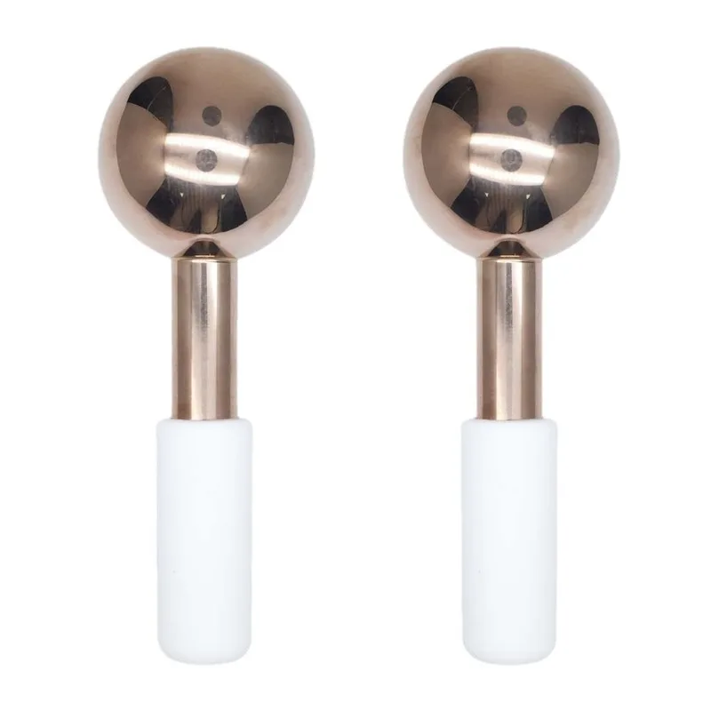 ความงามพลังงานคริสตัลบอลลูกบอลนวดหน้าสแตนเลสสตีลลูกโลกน้ําแข็ง Roller Lifting กําจัดริ้วรอย Skin Care เครื่องมือ