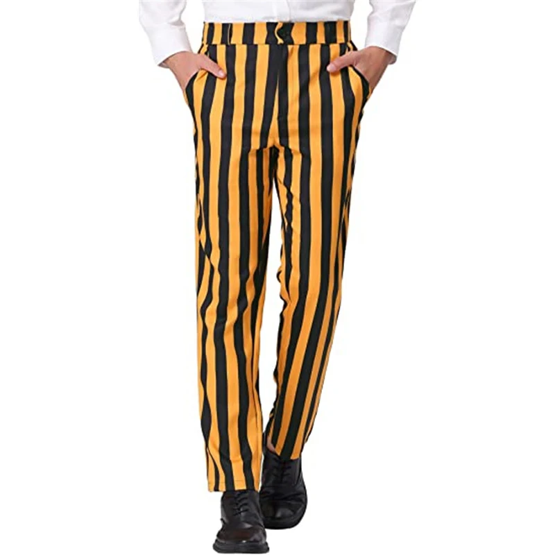 Summer Men\'s Fashion Striped Straight Pants 3D Printed Small Feet Comfortable Business Casual Pants Suit Pants