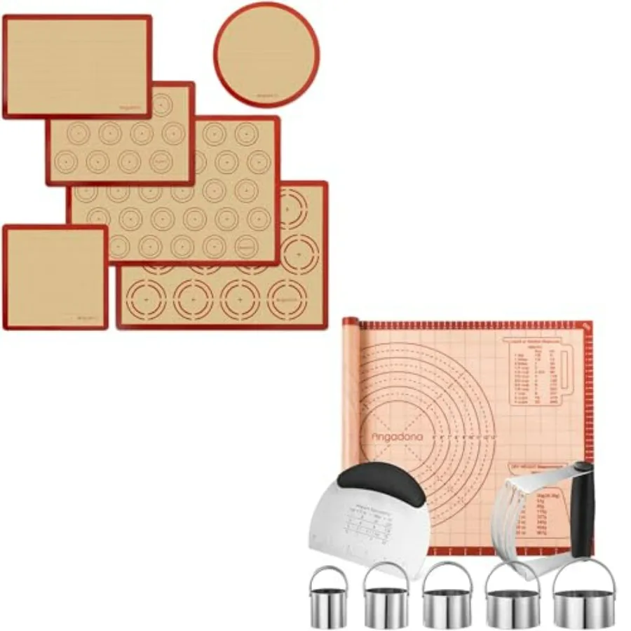 

Набор силиконовых ковриков для выпечки из 6 форм, резак для кондитерских изделий, скребок, набор силиконовых ковриков для выпечки теста для выпечки