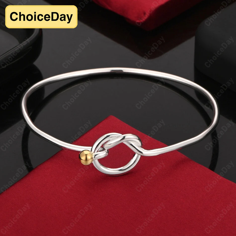 

ChoiceDay 925 Sterling Silver Simple Knot Open Bracelet Women's Party Accessories Wedding Punk Jewelry