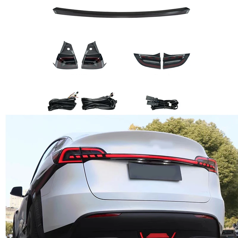 For Tesla Model 3 Y 2019-2023 LED Through Trunk Tail Light Modified Rear Lamp Streamer Turn Signal Width Cross Lamp