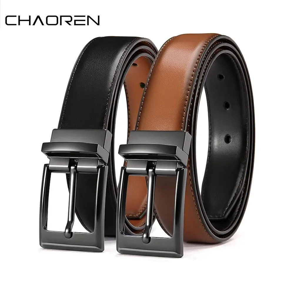 Men's leather belt double-sided Leather Belt Fashion Automatic Buckle Belt for Popular Business High Quality Male Belt