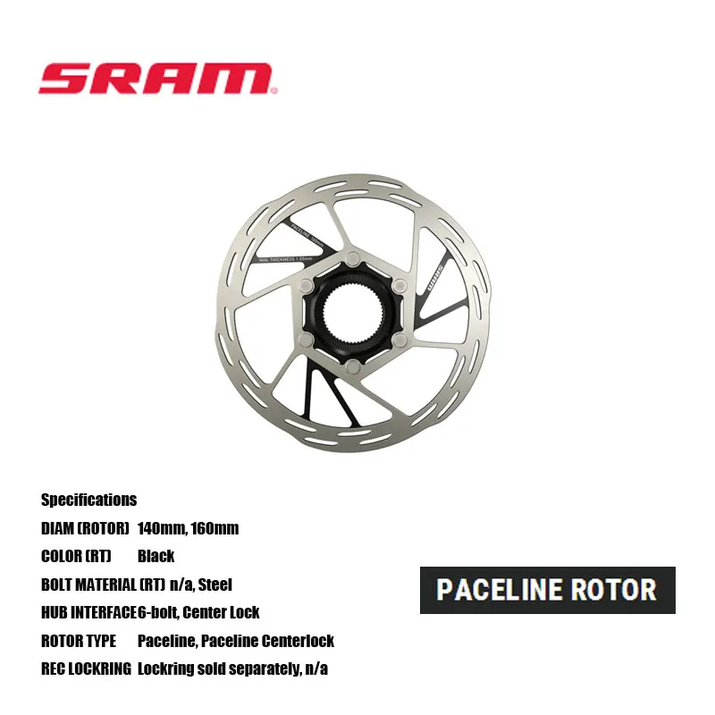 SRAM PACELINE ROTOR 140MM 160MM Center Lock Designed for road use   Paceline brake track offers quiet brake operation