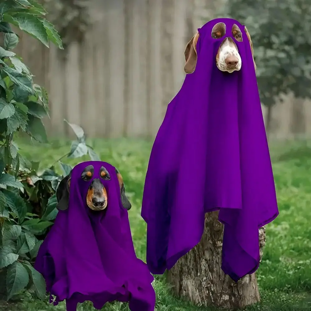 

Pet Transformation Costume Breathable Dog Ghost Cape Scary Decorative Ghost Dog Cloak Soft Cat Halloween Capes Photo Props