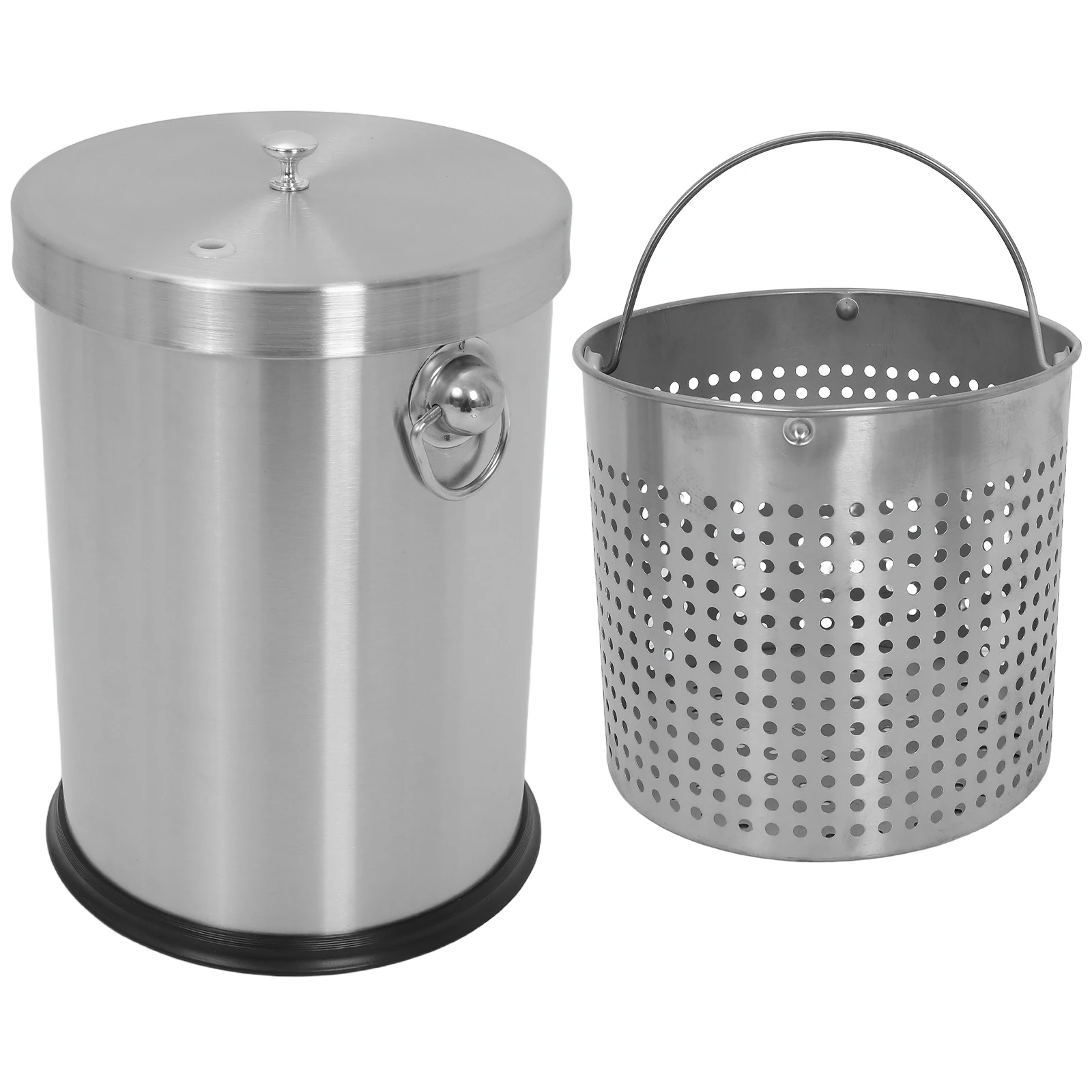 

1 Set Stainless Steel Tea Residue Separation Bucket 12L Metal Garbage Container With Lid Drainage Design For Kitchen Compost Bin