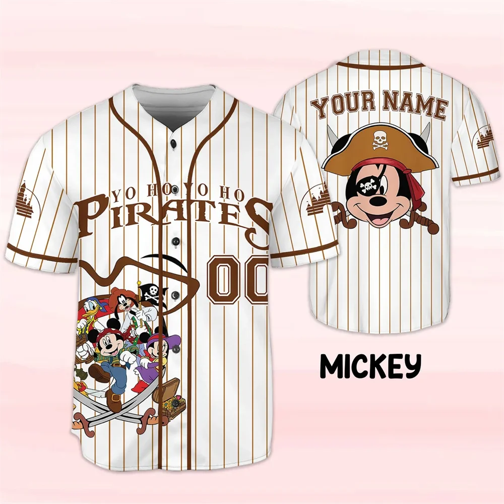 

Personalized Disney Pirates Baseball Jersey Mickey and Friends Yo-Yo Pirate Life Youth Adult Baseball Team Pirate Family