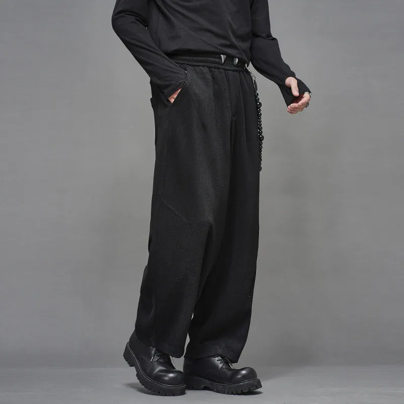 High Quality Wool Blend Japanese Style Simple Minimalist Style Loose Straight Niche Men's Wide Leg Pants