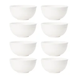 4/6/8pcs White grain bowl Reusable household plastic dinner bowl can hold food dessert grain outdoor camping bowl
