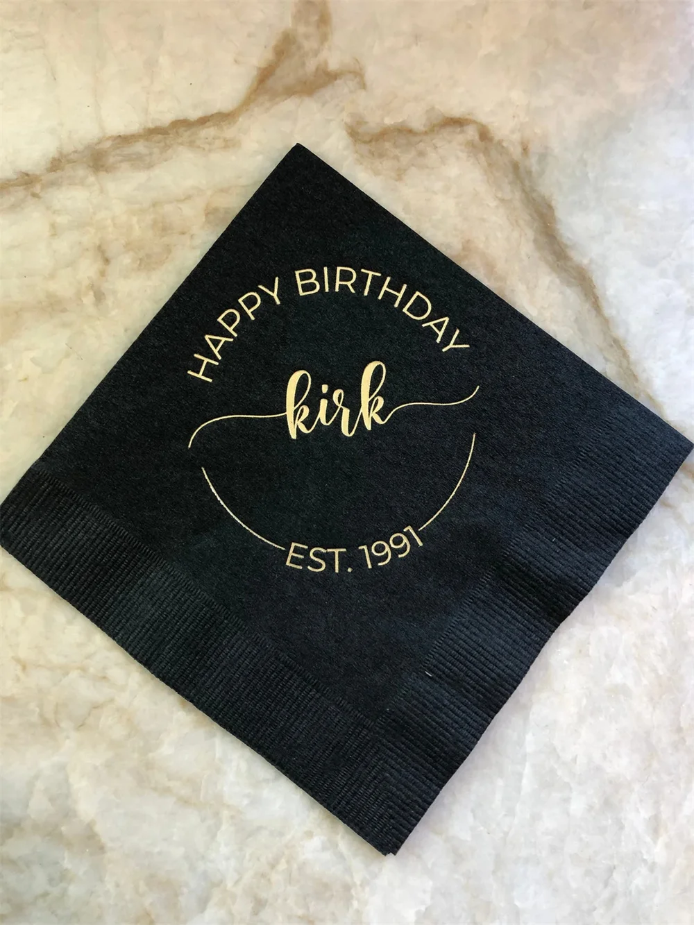 50PCS Custom Foil Birthday Napkins, Personalized Cocktail Napkins, Graduation, Birthday, Wedding, Logo Napkins, Corporate Bevera