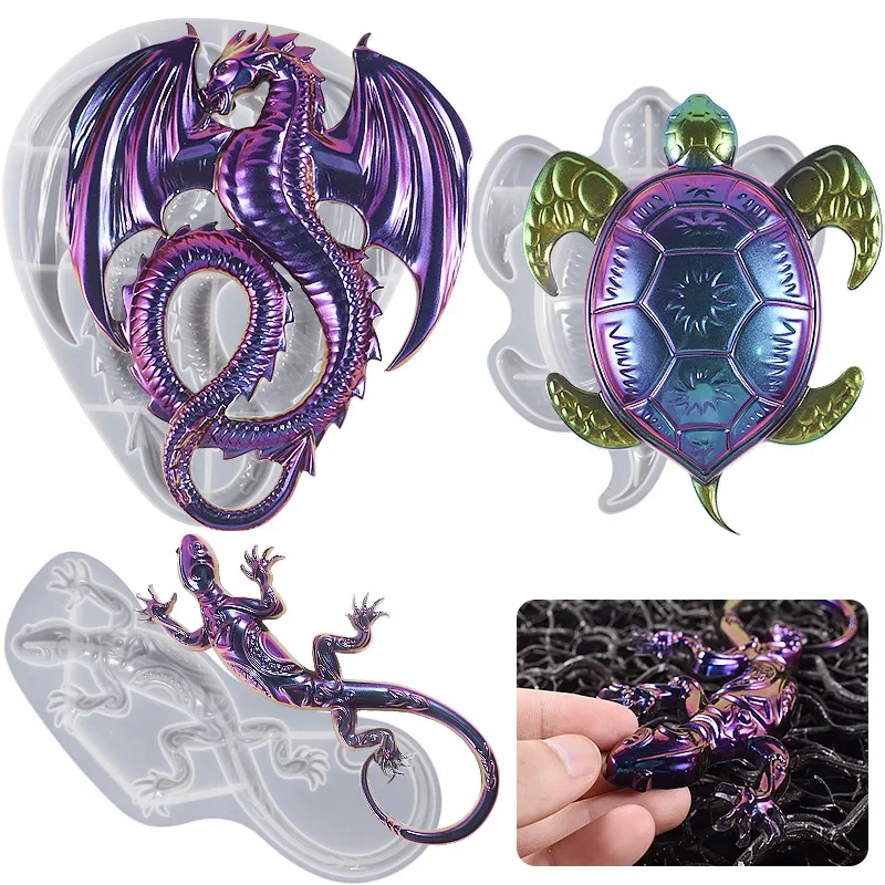 Moules en Silicone de Dragon pour résine, moule mural de tortue Gecko, bricolage de grandes statues d'animaux, fabrication de moules en résine époxy, décorations pour la maison