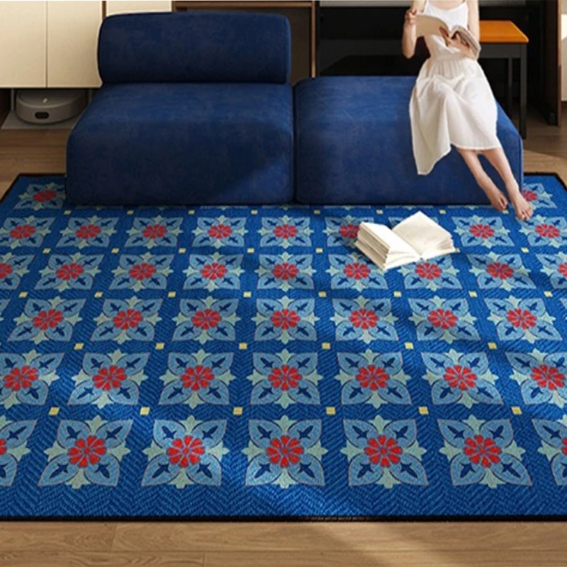 Living Room Carpet Bedroom American Retro Style Rug Loop Pile Waterproof Wipeable Carpets Large Area Home Decoration Floor Mat