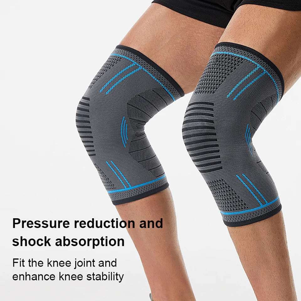 1 個弾性膝パッドシリコーン滑り止めニット通気性ナイロンスポーツフィットネスニーパッドバスケットボールバレーボールアウトドアスポーツ