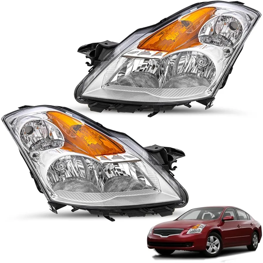 

Headlight Assembly Fits for 2007 2008 2009 Nissan Altima 4-Door Sedan Headlamp Replacement Driver and Passenger Side