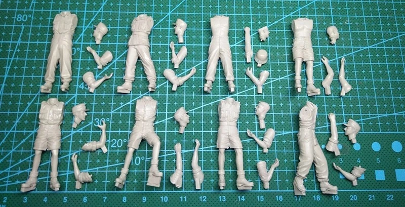 Kit de modelo de figura de resina fundida a escala 1/35, Afrika Korps Flak, 18 conjunto de tripulación, 8 figuras sin montar y sin pintar, sin escamas