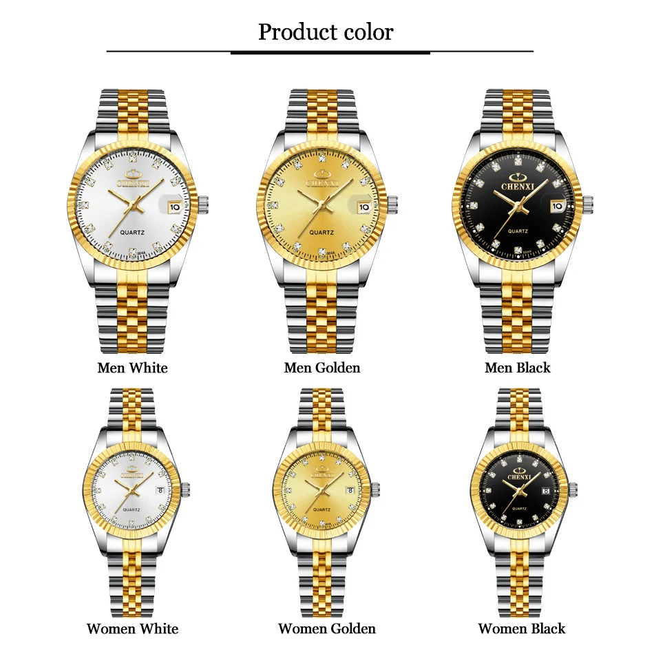 CHENXI 004A Date Luxury Brand For Women Waterproof Clock Male Quartz Wrist Ladies & Man Watches