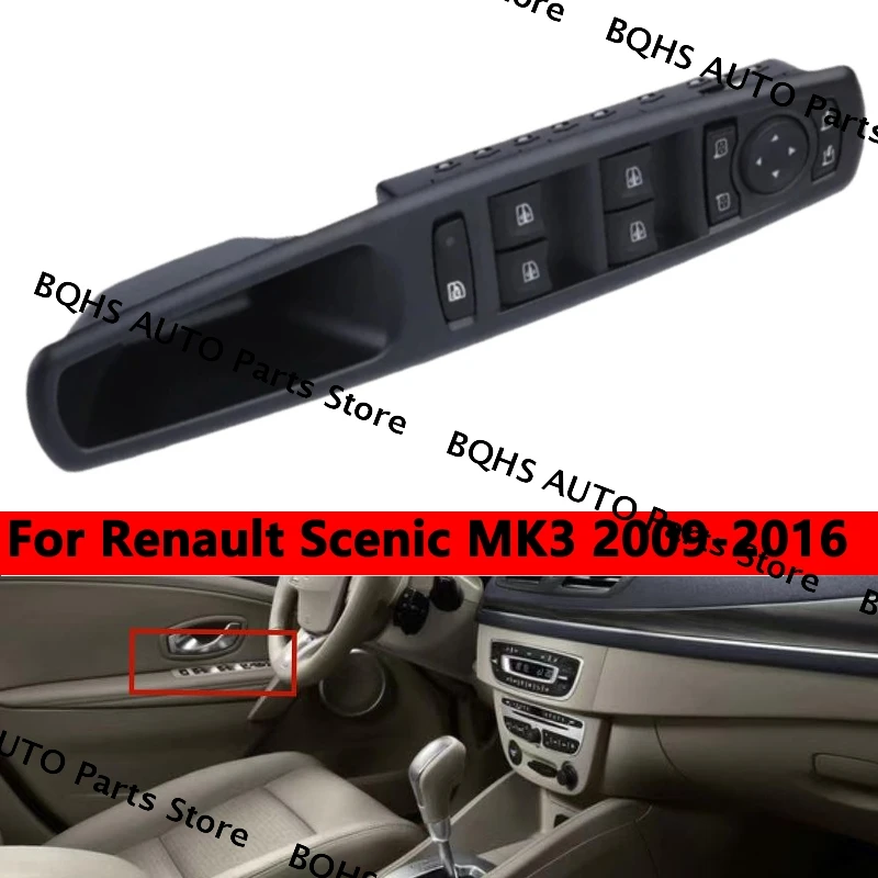 

Power Window Switch Left Front Driver Side Master Control LHD For Renault Scenic MK3 2009 2010 2011 2012 2013 2014 2015 2016