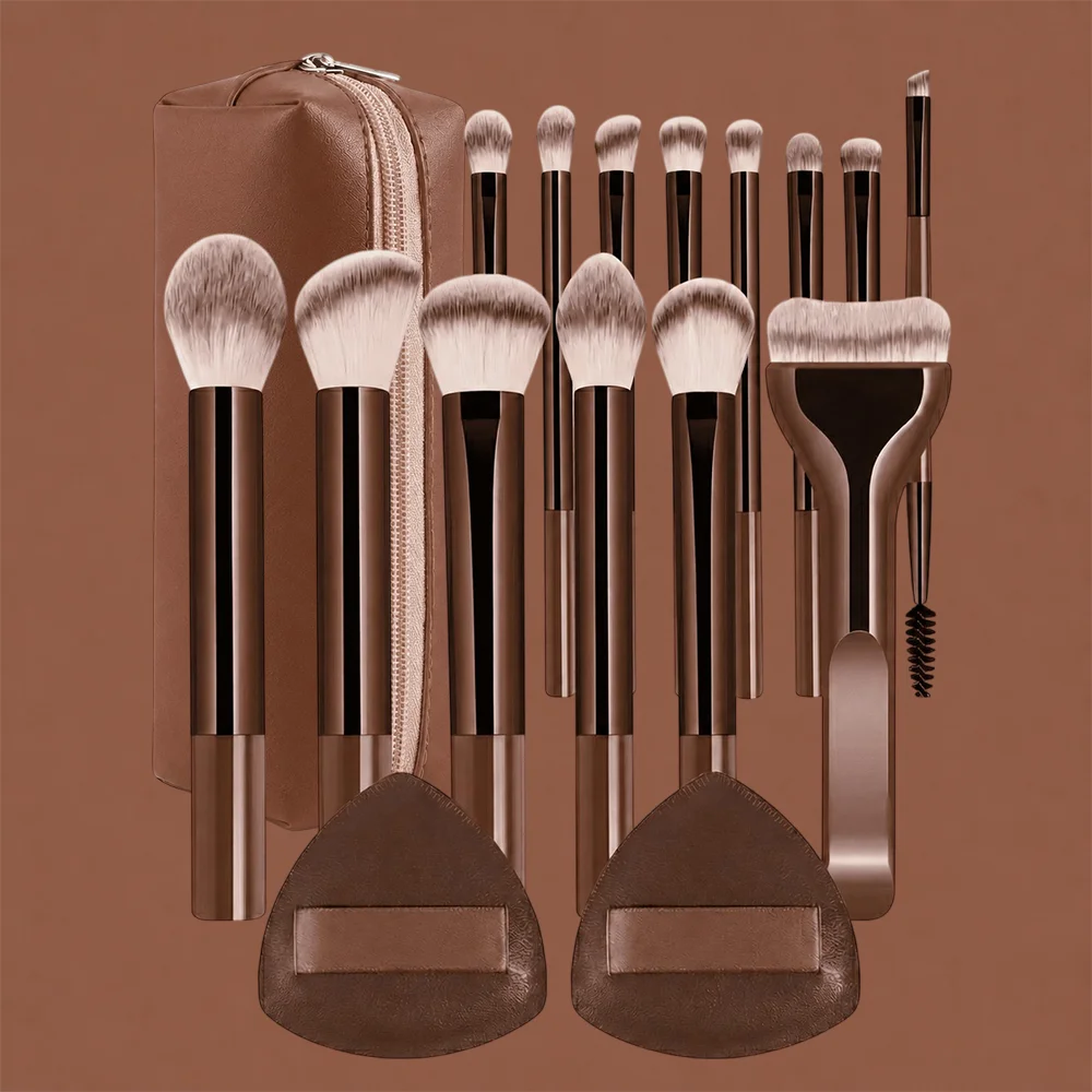 17Pcs Soft Bristle Kabuki Blending Makeup Brush Set Foundation Eyeshadow Blush Cosmetic Tool Professional Makeup Brush